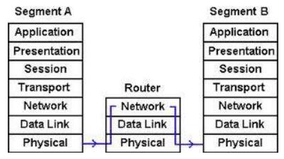 Que: With the help of neat sketch describe the working of router. Describe in detail the operation of router considering OSI model.
