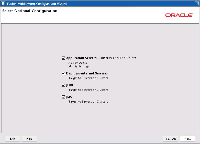 Select Optional Configuration 3.15 Select Optional Configuration Select the categories (if any) for which you want to perform advanced configuration.