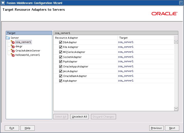 Target Resource Adapters to Servers become untargeted in the modified cell), then the Configuration Wizard automatically retargets the custom services to all eligible targets.