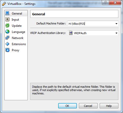 Set the Default Machine Folder to the location of your choice. This is where VirtualBox will store the virtual image you are about to import.
