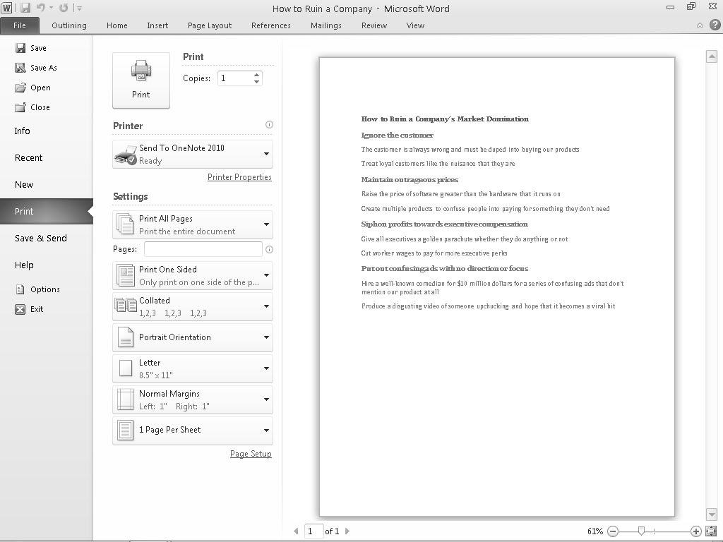 136 Part II: Working with Word Using Print Preview Print Preview lets you browse through your document so you can see how every page will look, including any headers and footers, cover pages, and