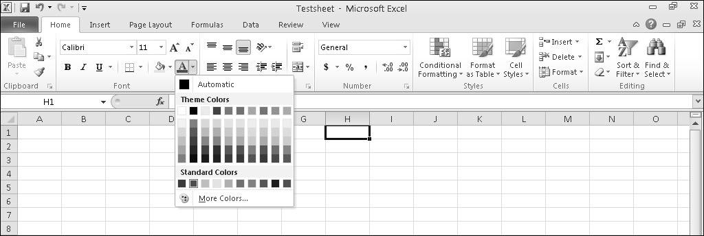 Chapter 8: The Basics of Spreadsheets: Numbers, Labels, and Formulas 149 4. Click the font you want to use. 5.