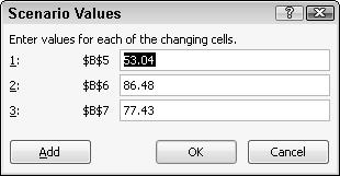 Chapter 9: Playing with Formulas 191 Figure 9-18: Type in new values for your selected cells.