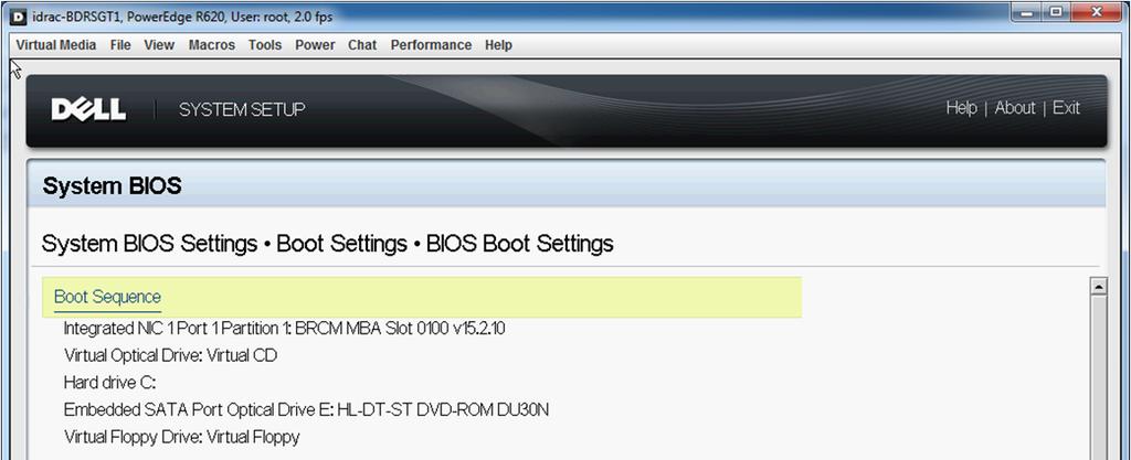 2.3.1 Configuring BIOS boot settings for Broadcom NIC Note: For instructions on configuring BIOS boot settings for an Intel NIC, skip to section 2.3.2. The following section provides the steps for configuring the BIOS to iscsi boot using the onboard Broadcom BCM5720.