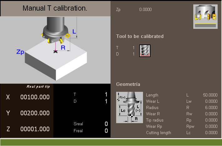 6.1 Manual calibration. Calibration without a probe In this mode, only the active tool can be calibrated and it may be a milling tool or a lathe tool.