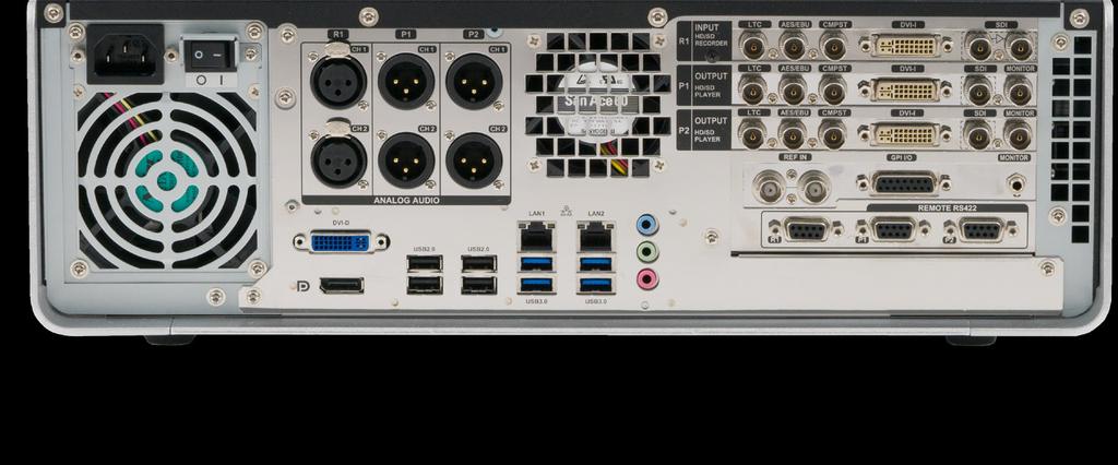LTC Composite Monitor Out Analog Audio / 2 Ch x 3 Ethernet (LAN x2) AES/EBU DVI-I HD/SD-SDI External OS monitor (DVI-D & DisplayPort) USB 2.0 x4 USB 3.