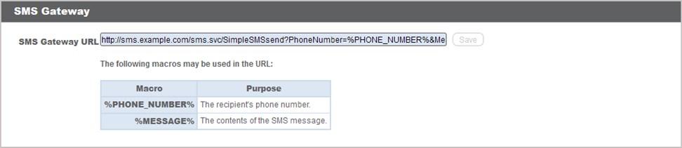 You may enter a secure SMS Gateway URL from your ISP or third-party gateway provider to give reps the option to send support access keys via SMS text messages.