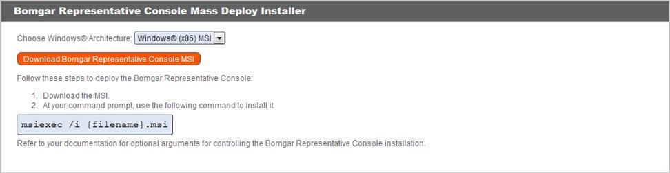 My Account: Change Password and Username, Download the Representative Console and Other Software From the My Account page, you can download the Bomgar representative console.