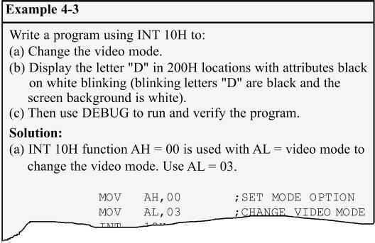 4.1: BIOS INT 10H PROGRAMMING attribute