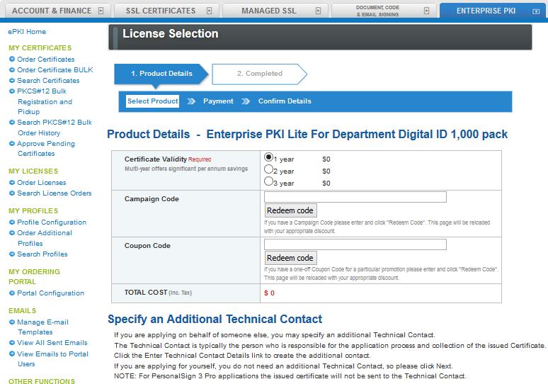 Licenses can be purchased by clicking Order Licenses found under the My