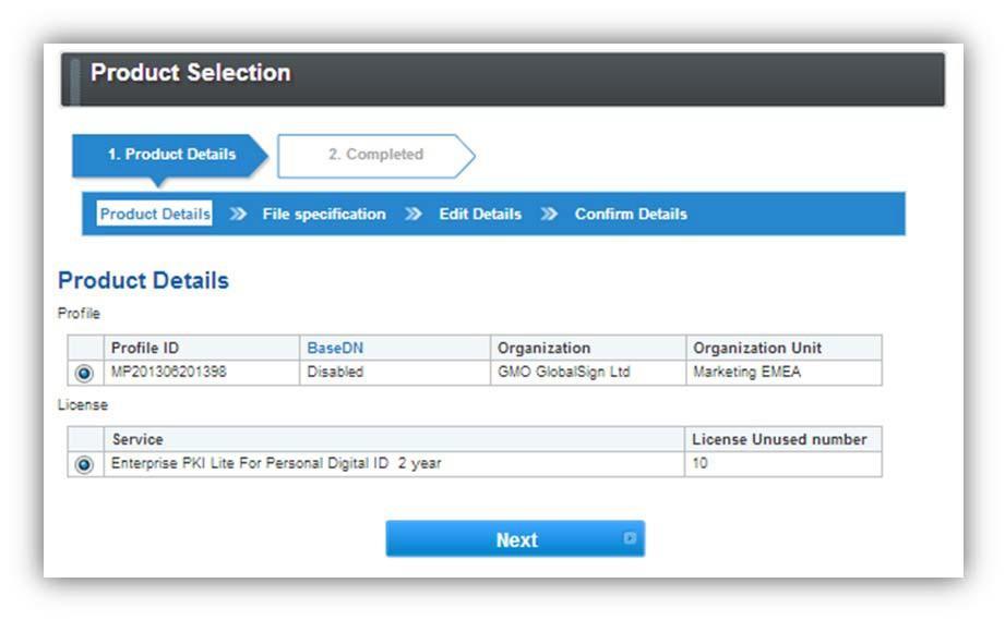BULK ENROLLMENT For multiple user registrations, click Order Certificate BULK under the My Certificates menu then select the appropriate Certificate Profile