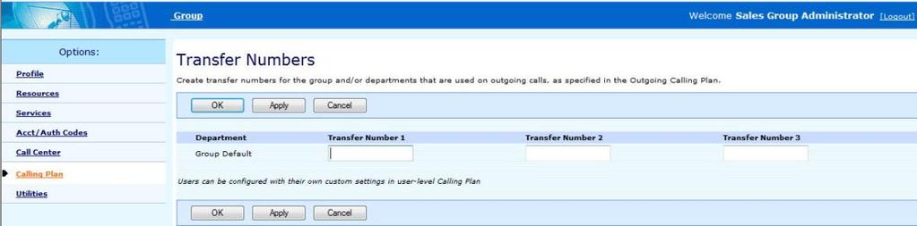 When a user dials a number for a call type to which a transfer number has been assigned, the call is routed to the transfer number instead of to the dialed number.