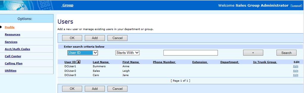 6.1 ACCESS GROUP PROFILE MENU Use the Group Profile menu to modify the users in your group, modify the profile of the group, modify departments in the group, add and modify schedules (Holiday and