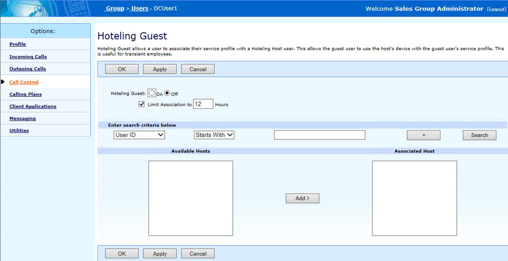 9.15 HOTELING GUEST Hoteling is useful for transient employees. Hoteling Guest allows a user to associate their service profile with a Hoteling Host user.