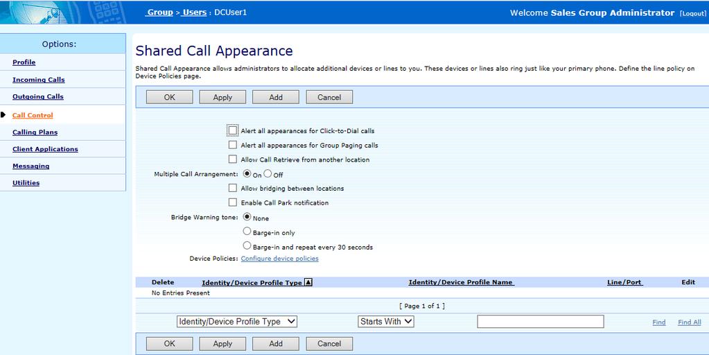 The Shared Call Appearance Call Retrieve feature allows a user to dial a FAC to retrieve an existing active call from another phone by dialling *11 The Shared Call Appearance Call Location Control