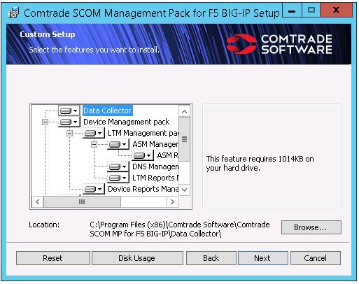 c. Complete setup type installs the following features: - Data Collector - Device Management pack - LTM Management pack - ASM Management pack - ASM Reports Management pack - DNS Management pack - LTM