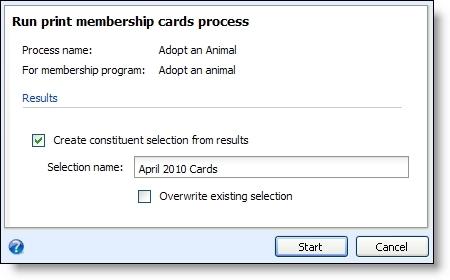 PRINT MEM BERSHIP CA RDS 81 Run Print Membership Cards Process After you add or edit the print membership cards process, you run the process to print or download the cards as a.csv file.