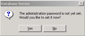 2. In the Database Server popup that appears, click Yes. 3.