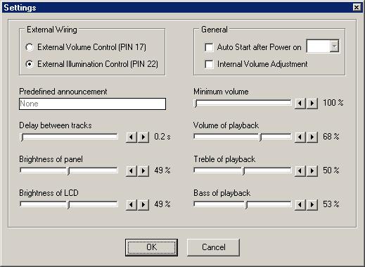 Figure 25 Cardsetup By double-clicking the Settings entry the following window will appear: Figure 26 Settings 9.6.1.
