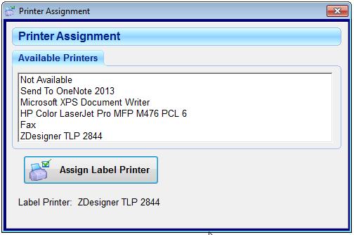 The Available Printers list will display all the printers that are on the Windows printer list.