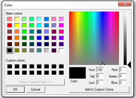 The Tool and Screen Color Selection screen will then display a sample of you chosen colors.