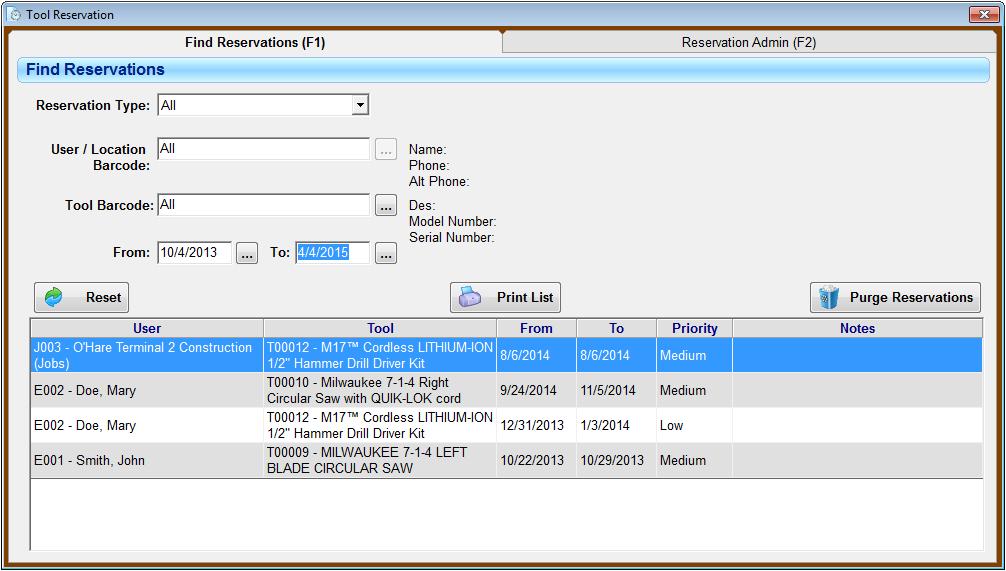 FIND RESERVATIONS The Reserving Tools process is composed of two (2) tabs. The first tab is the Find Reservations process.