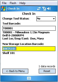 No due date will be recorded if the checkbox is not checked. A popup calendar can be displayed by selecting the drop-down arrow, or enter the number of days the employee will have the tool.
