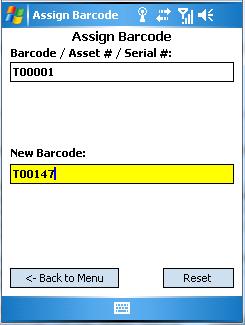 ASSIGN BARCODE (BATCH APPLICATION ONLY) The Assign Barcode function is used to assign barcodes to existing tools in the database.