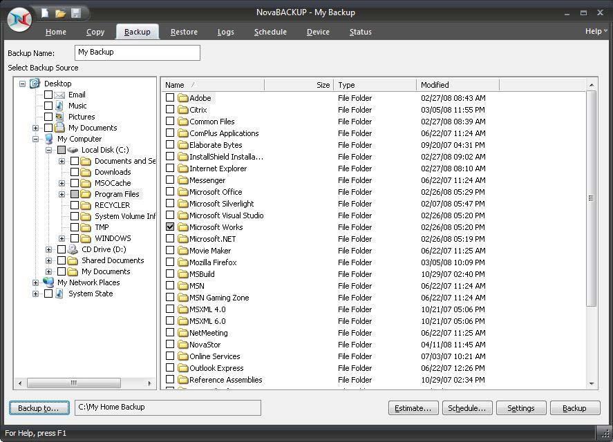 Getting To Know The User Interface Backup Tab Using this tab, you can create a backup set that will include specific files.