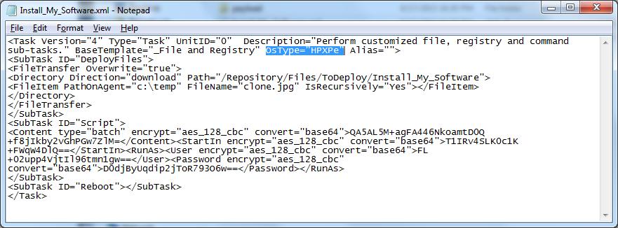 3. Open the XML file with any text editor. 4. Find the OsType attribute. See the following screenshot: 5.
