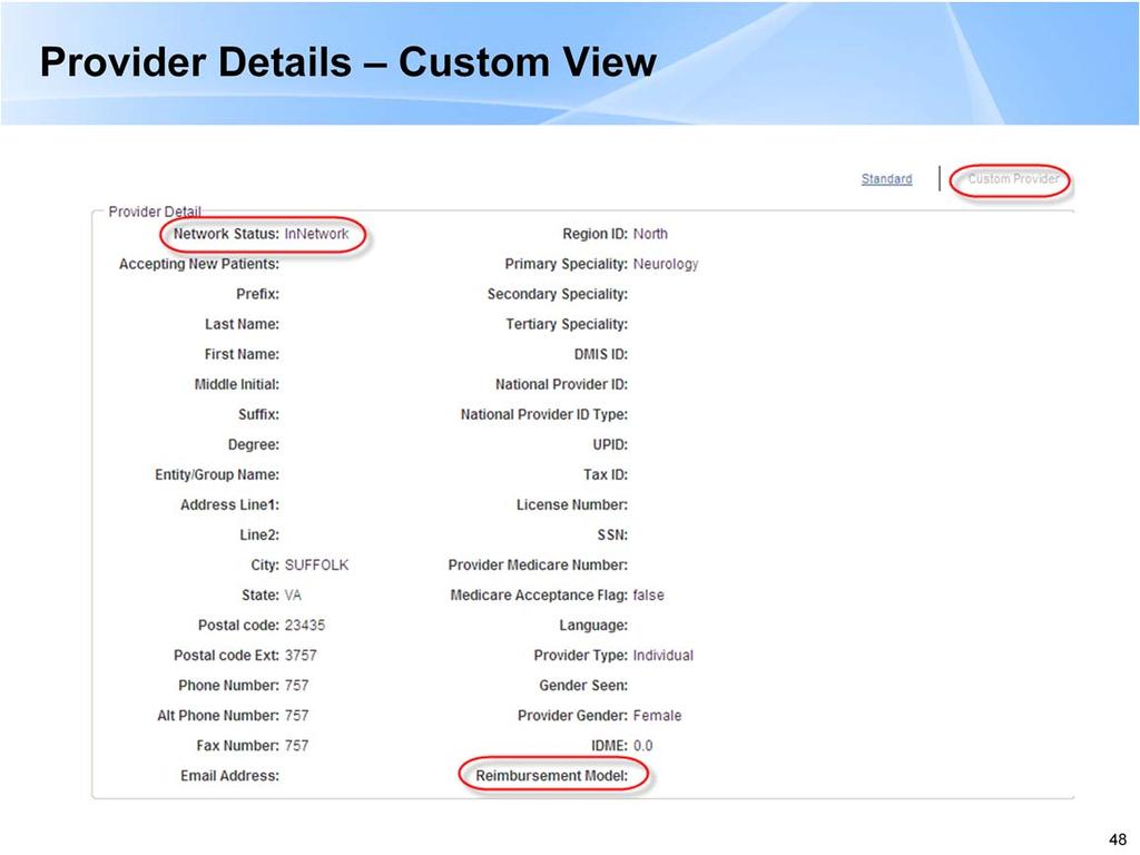 -Custom Provider View displays some helpful information