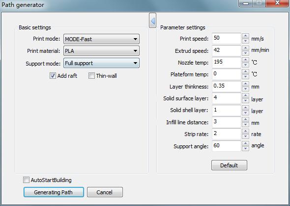 6. Print setting preferences 6.1. Gcode generator setting figure6.11 Usually, only Print mode needs to be adjusted.