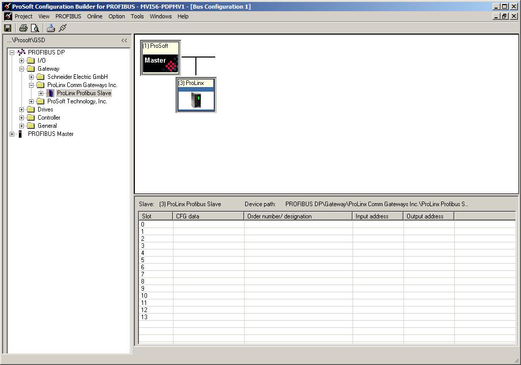 The slave now appears in the PROFIBUS layer: NOTE: Default slave address