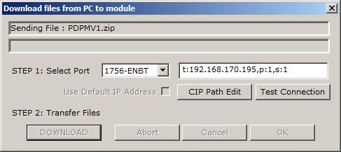 Click DOWNLOAD to actually download configuration to the MVI56-PDPMV1 module.