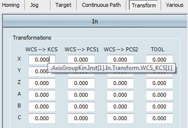 Diagnostics Kinematic monitor 7 WCS --> PCS2 TOOL (corresponds to FCS --> TCS) 9309665675 Inconsistent change Note that inconsistently changing a transformation can lead to a lag error or to very