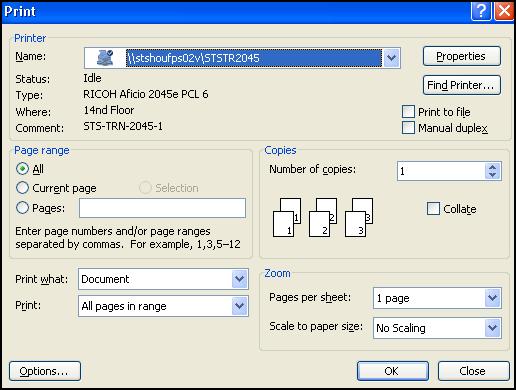 Accessing SureClose Print Driver Once installed, you can access the utility by opening any SureClose supported document and selecting