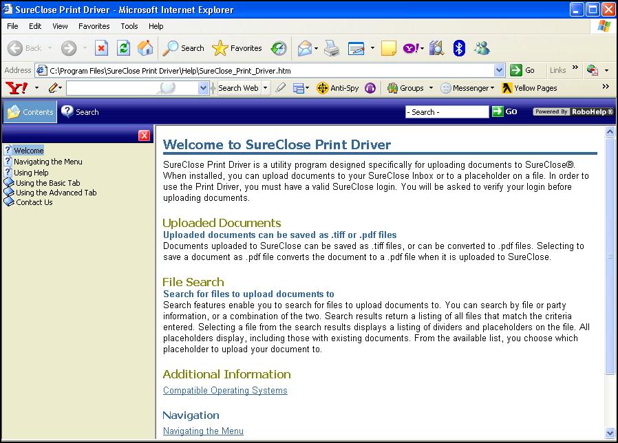 Accessing Help Help is the primary source of support information for this application. It is available to you by clicking Help Print Driver Help from the top menu.