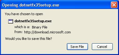 2. Click Install it now. The Opening dotnetfx35setup.exe screen displays. 3.
