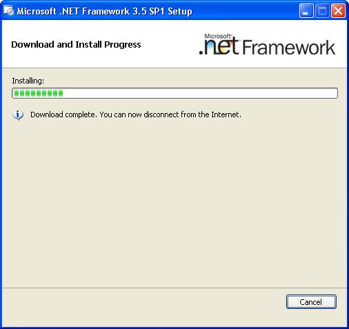 6. Click Install and wait for the installation package to download the files and install the.net Framework. Note Be patient, the installation of the.