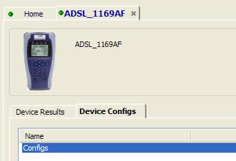 Chapter 2 Using the Handheld Manager Managing device configurations To modify configurations on the SmartClass ADSL Tester 1 Click on