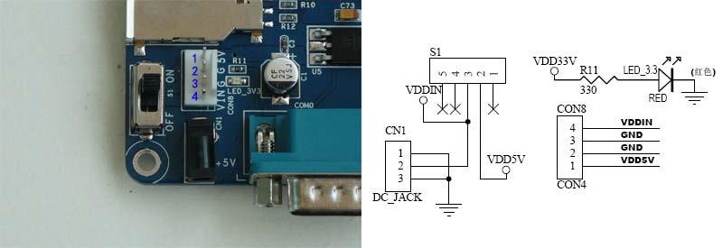 Chapter 4 Interface 4.1 Power In The board use 5V power supply, it have two method to power the board. One is the D-jack (CN1)power in, the others is 4Pin header(con8).