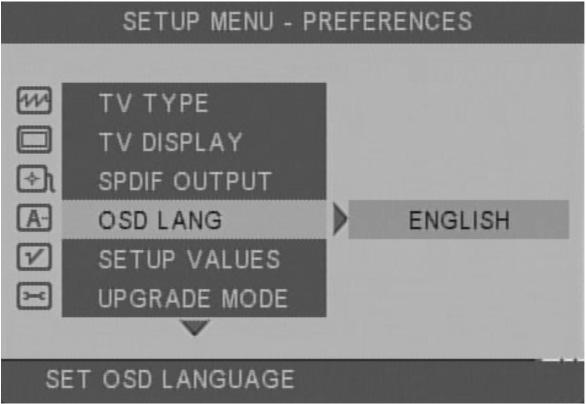 9.5.4 OSD LANGUAGE Select the