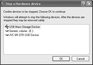 The [Safely Remove Hardware] or [Unplug or Eject Hardware] dialog box appears.