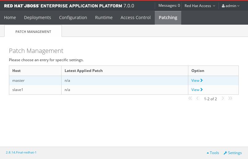 Red Hat JBoss Enterprise Application Platform 7.0 Patching and Upgrading Guide Figure 2.1. The Patch Management Screen for a Standalone Server b.