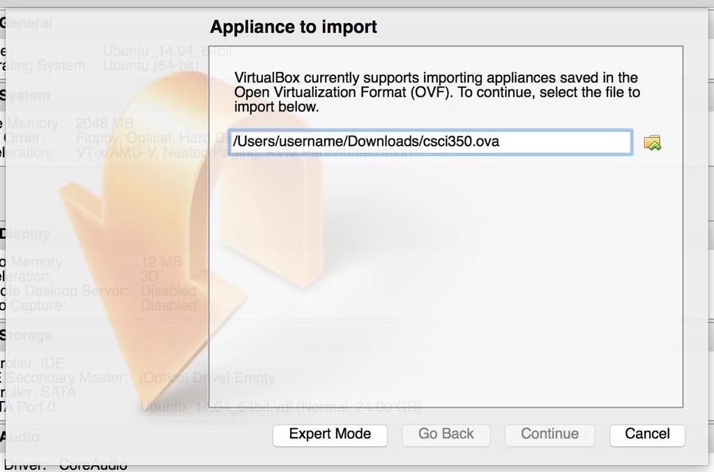 Once prompted for the appliance to import, select the