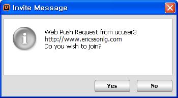 Each recipient receives an invitation message and can accept or reject the invitation. If the invitation is accepted, the recipient s web browser opens and displays the pushed Web page.