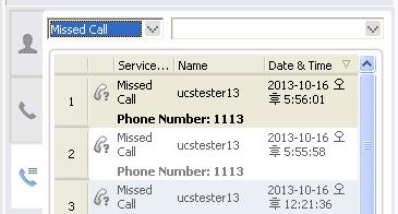 4.1.4 Missed Calls Missed call information is displayed by clicking the Missed Calls icon. The main window displays detailed logs for each missed call. 4.