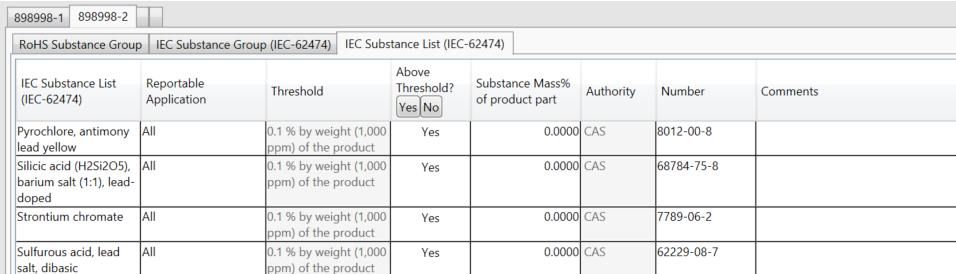 Section 4: Product Parts Section Lesson 4: IEC Substance List (IEC-62474) Tab Click on the IEC Substance List (IEC-62474) Tab for