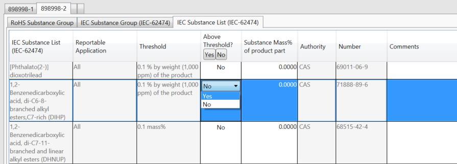 Section 4: Product Parts Section Lesson 4: IEC Substance List (IEC-62474) Tab (continued) In order to