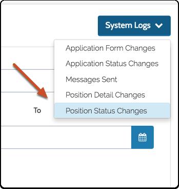 1. Open the "Logs" tab of the Reports page, and choose "Position Status Changes" from